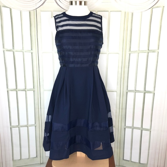 Esley Dresses & Skirts - Esley Illusion Organza-Paneled A-line Dress